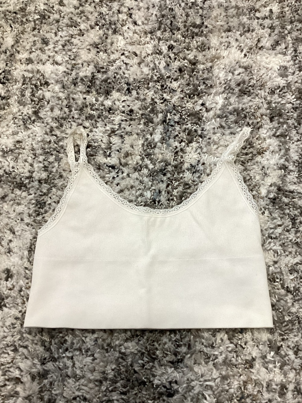 White Lace-Trim Cropped Tank Top - Women